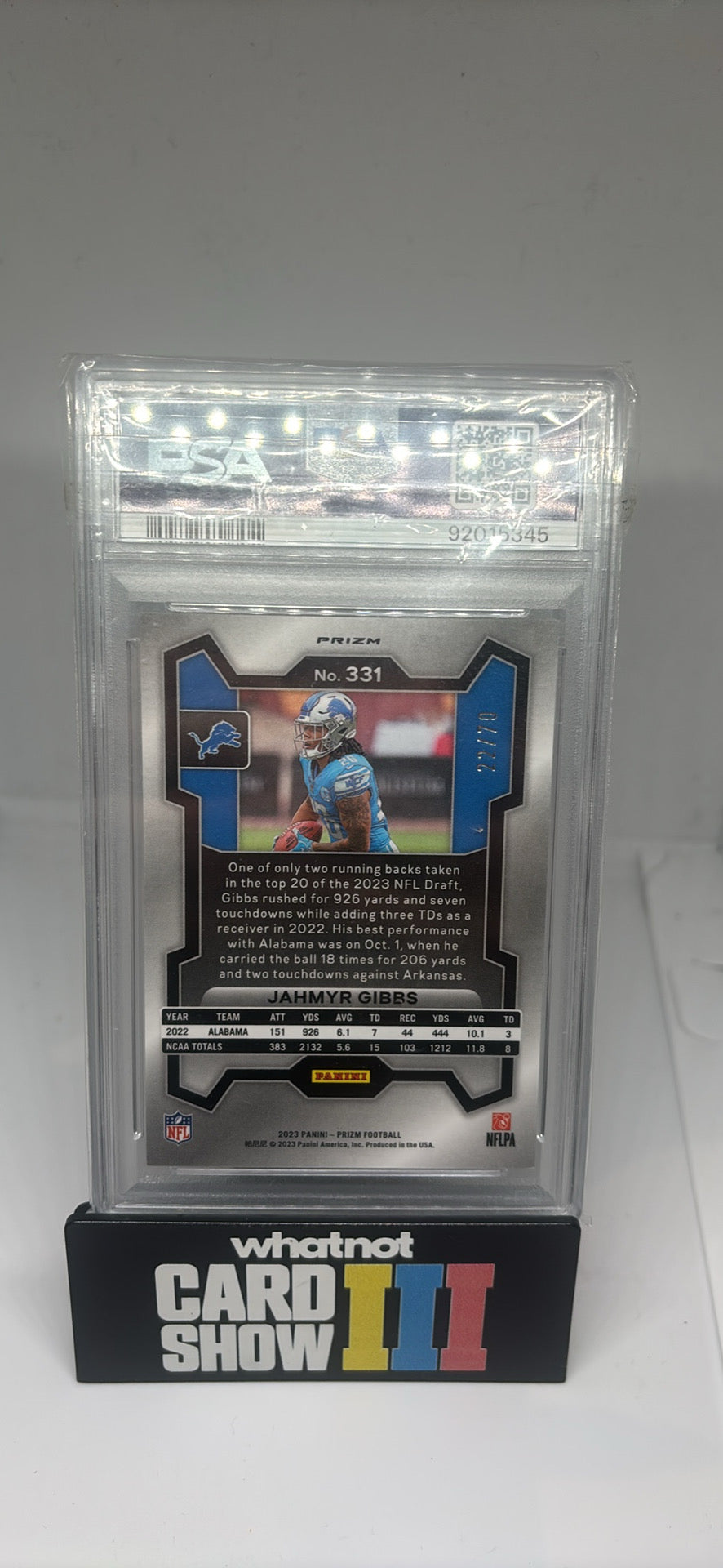 Jahmyr Gibbs no huddle /70 psa 9